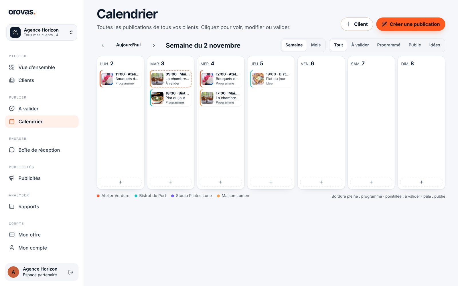 Calendrier multi-comptes